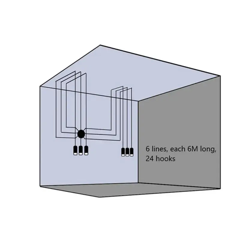 Black minimalist led wall lamp with six-meter hanging lines and 24 hooks in a transparent enclosure for bedroom decorbites wall lamp