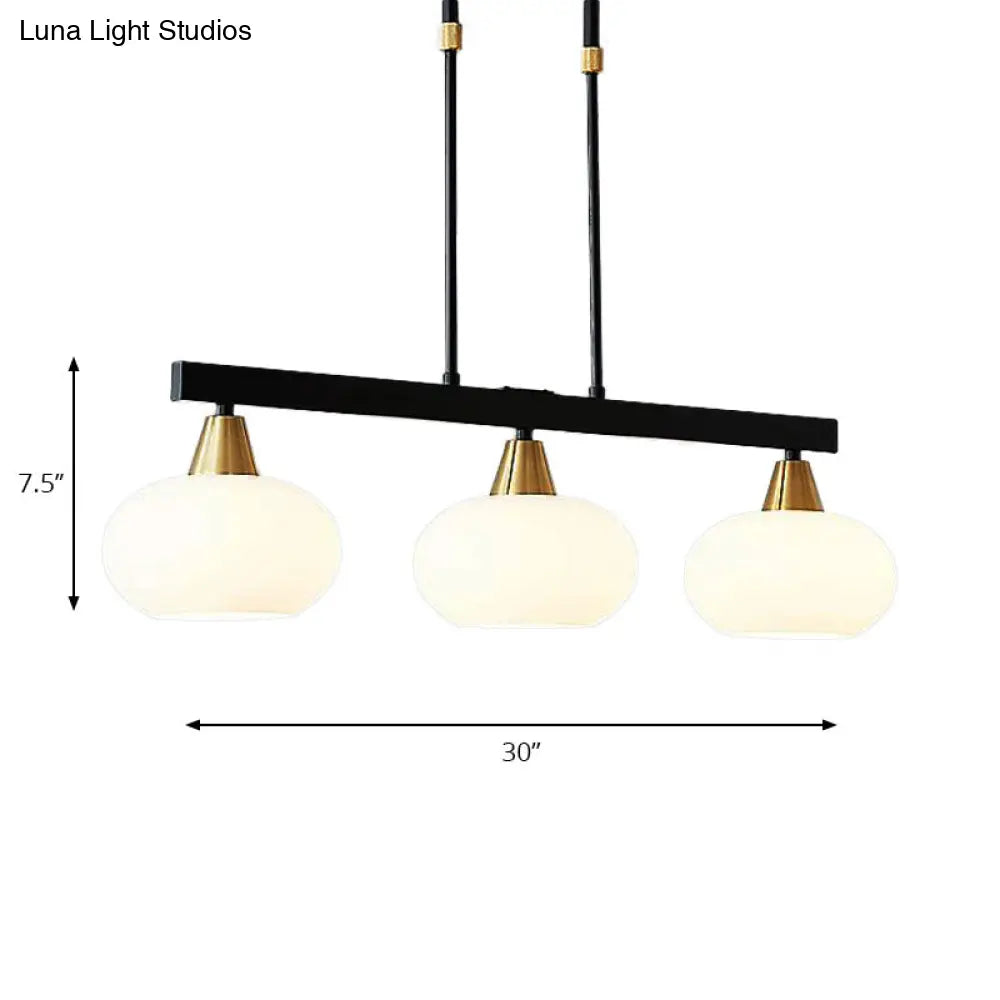 DecorBites™ Black Modern Chandelier with White Oval Glass Shades - 3/6 Lights Pendant