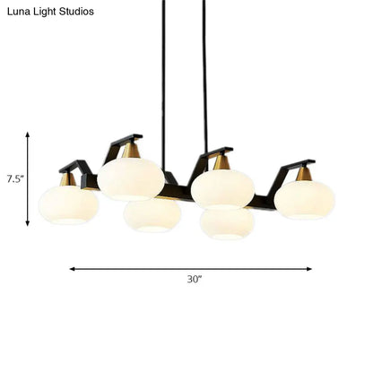 DecorBites™ Black Modern Chandelier with White Oval Glass Shades - 3/6 Lights Pendant