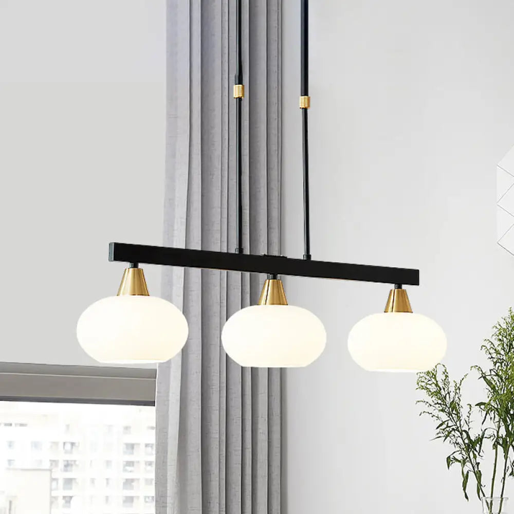 DecorBites™ Black Modern Chandelier with White Oval Glass Shades - 3/6 Lights Pendant