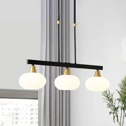 DecorBites™ Black Modern Chandelier with White Oval Glass Shades - 3/6 Lights Pendant