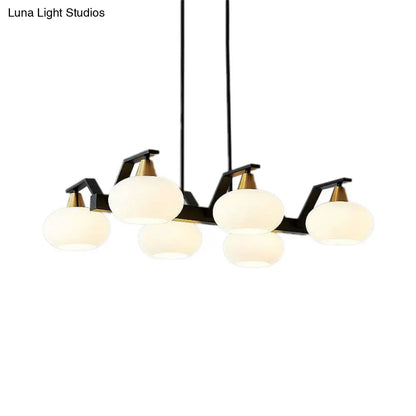 DecorBites™ Black Modern Chandelier with White Oval Glass Shades - 3/6 Lights Pendant