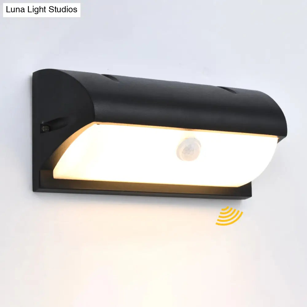 DecorBites™ Black Modern Outdoor LED Wall Lamp with Rectangular Acrylic Shade