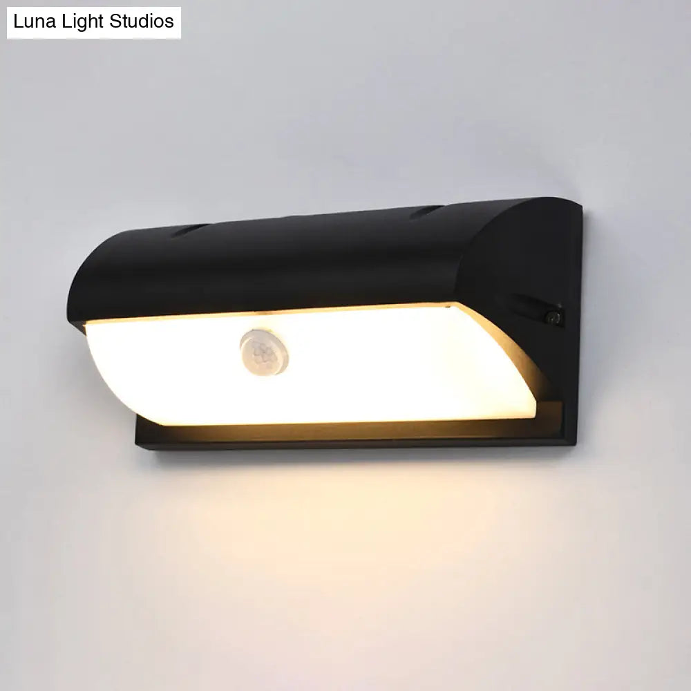DecorBites™ Black Modern Outdoor LED Wall Lamp with Rectangular Acrylic Shade