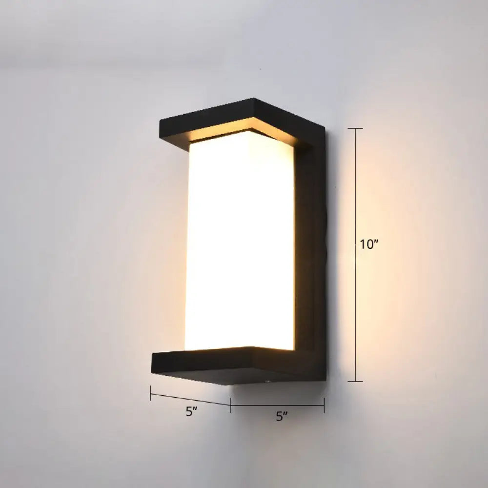 DecorBites™ Black Modern Outdoor LED Wall Lamp with Rectangular Acrylic Shade