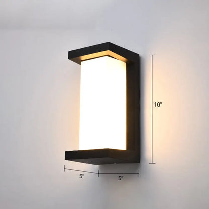 DecorBites™ Black Modern Outdoor LED Wall Lamp with Rectangular Acrylic Shade