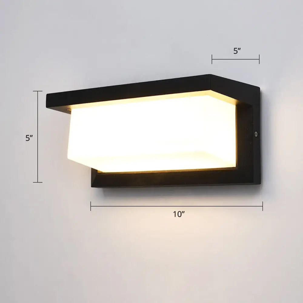 DecorBites™ Black Modern Outdoor LED Wall Lamp with Rectangular Acrylic Shade