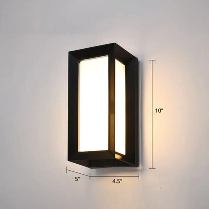 DecorBites™ Black Modern Outdoor LED Wall Lamp with Rectangular Acrylic Shade