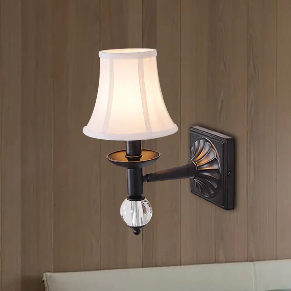 DecorBites™ Black Modernist Bell Fabric Wall Sconce with 1 Lamp Head for Corridors