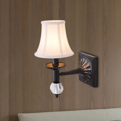 DecorBites™ Black Modernist Bell Fabric Wall Sconce with 1 Lamp Head for Corridors