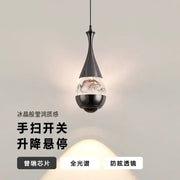 Black mountain glass pendant chandelier with teardrop shape and intricate mountain scenery for dining room decor