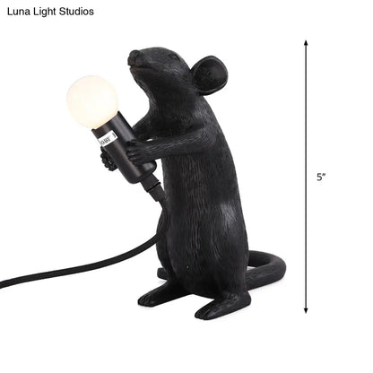 Black Mouse Shape Night Table Lamp - Traditional Resin Desk Lamp for Living Room
