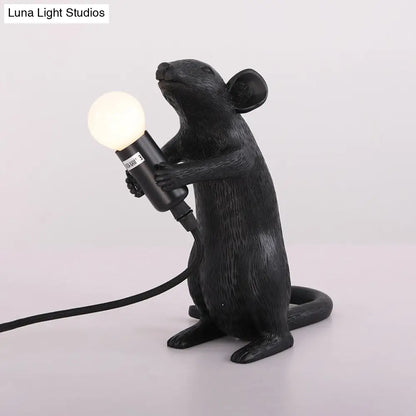 Black Mouse Shape Night Table Lamp - Traditional Resin Desk Lamp for Living Room