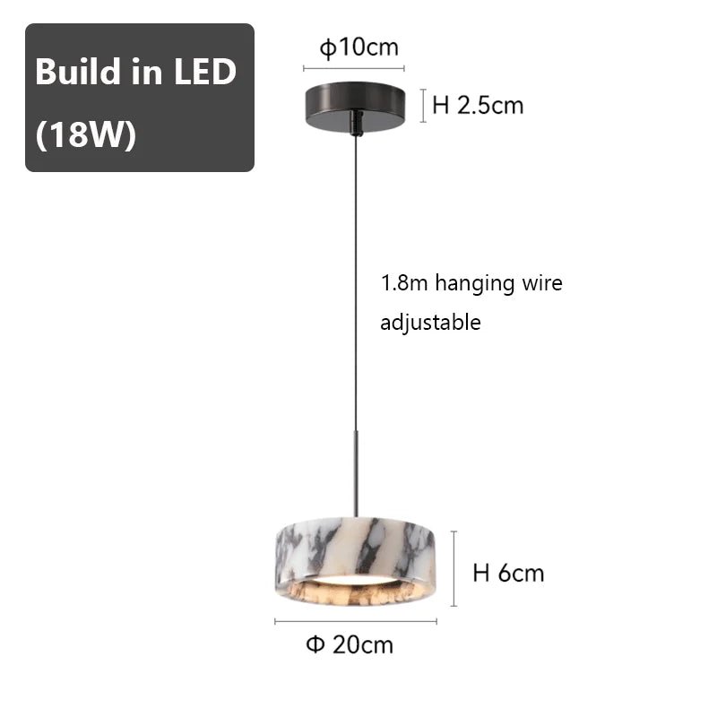 Black Natural Stone Round Pendant Light - Decorbites