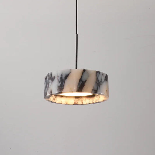 Black Natural Stone Round Pendant Light - Decorbites