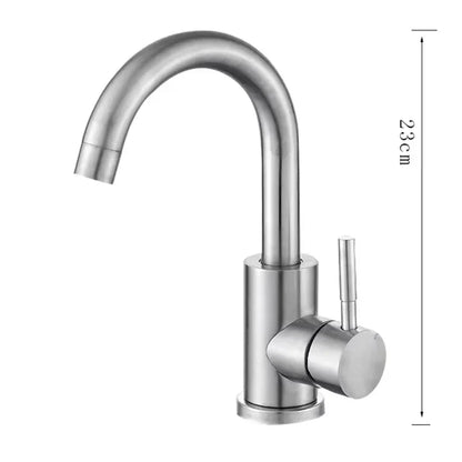 Stainless steel single hole kitchen faucet with black nickel finish housing material and sleek curved spout