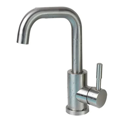 Modern brushed stainless steel single hole bathroom basin faucet with black nickel finish and 360 rotation handle housing material