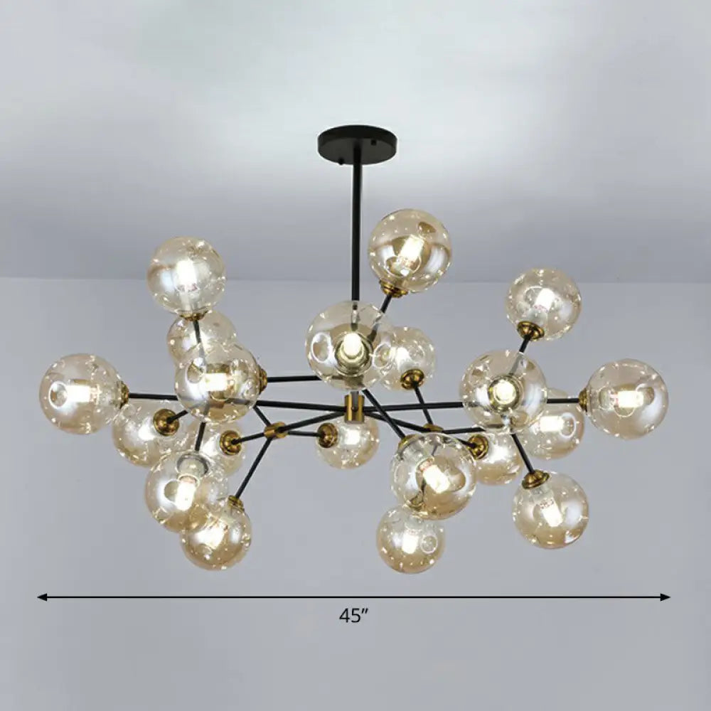 Black Nordic Glass Chandelier with Tree Branch Design for Living Room