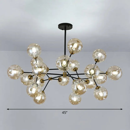 Black Nordic Glass Chandelier with Tree Branch Design for Living Room