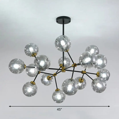 Black Nordic Glass Chandelier with Tree Branch Design for Living Room