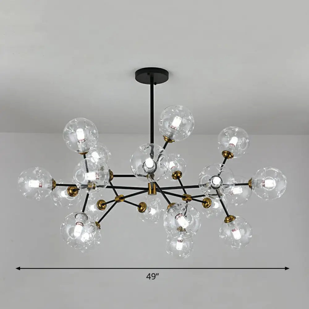 Black Nordic Glass Chandelier with Tree Branch Design for Living Room