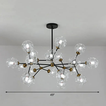 Black Nordic Glass Chandelier with Tree Branch Design for Living Room