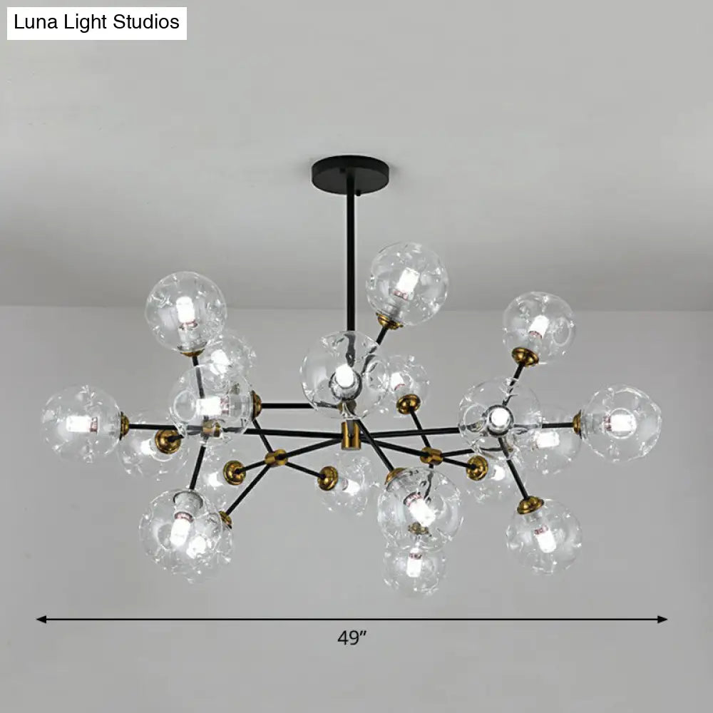 Black Nordic Glass Chandelier with Tree Branch Design for Living Room