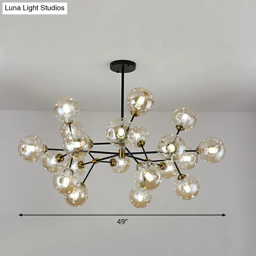 Black Nordic Glass Chandelier with Tree Branch Design for Living Room