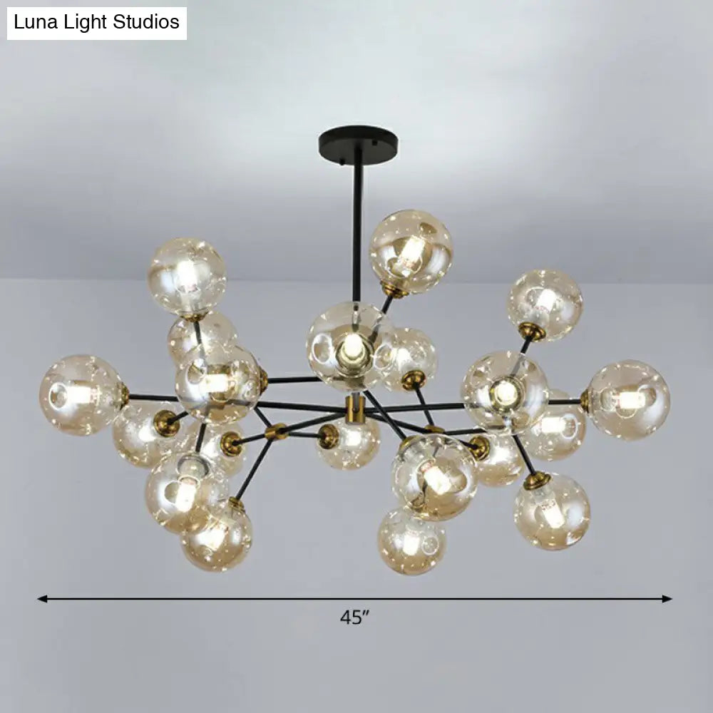 Black Nordic Glass Chandelier with Tree Branch Design for Living Room