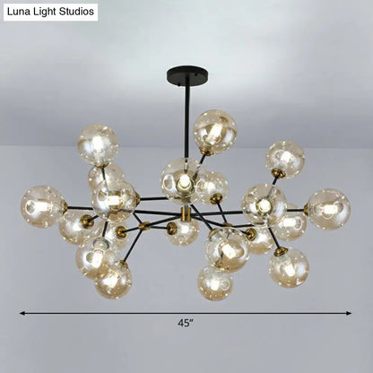 Black Nordic Glass Chandelier with Tree Branch Design for Living Room