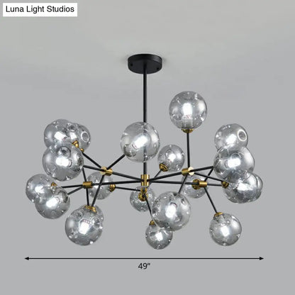 Black Nordic Glass Chandelier with Tree Branch Design for Living Room