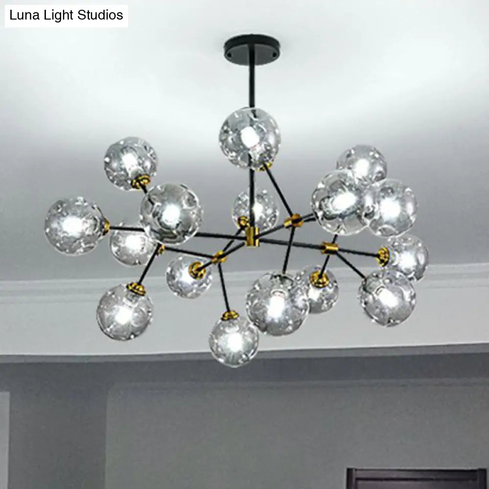 Black Nordic Glass Chandelier with Tree Branch Design for Living Room