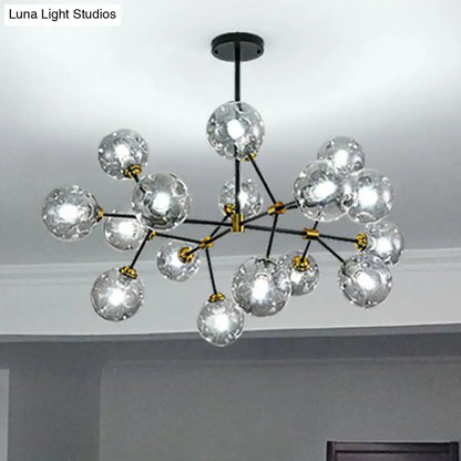 Black Nordic Glass Chandelier with Tree Branch Design for Living Room