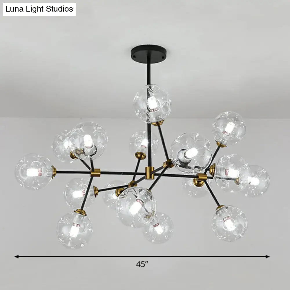 Black Nordic Glass Chandelier with Tree Branch Design for Living Room