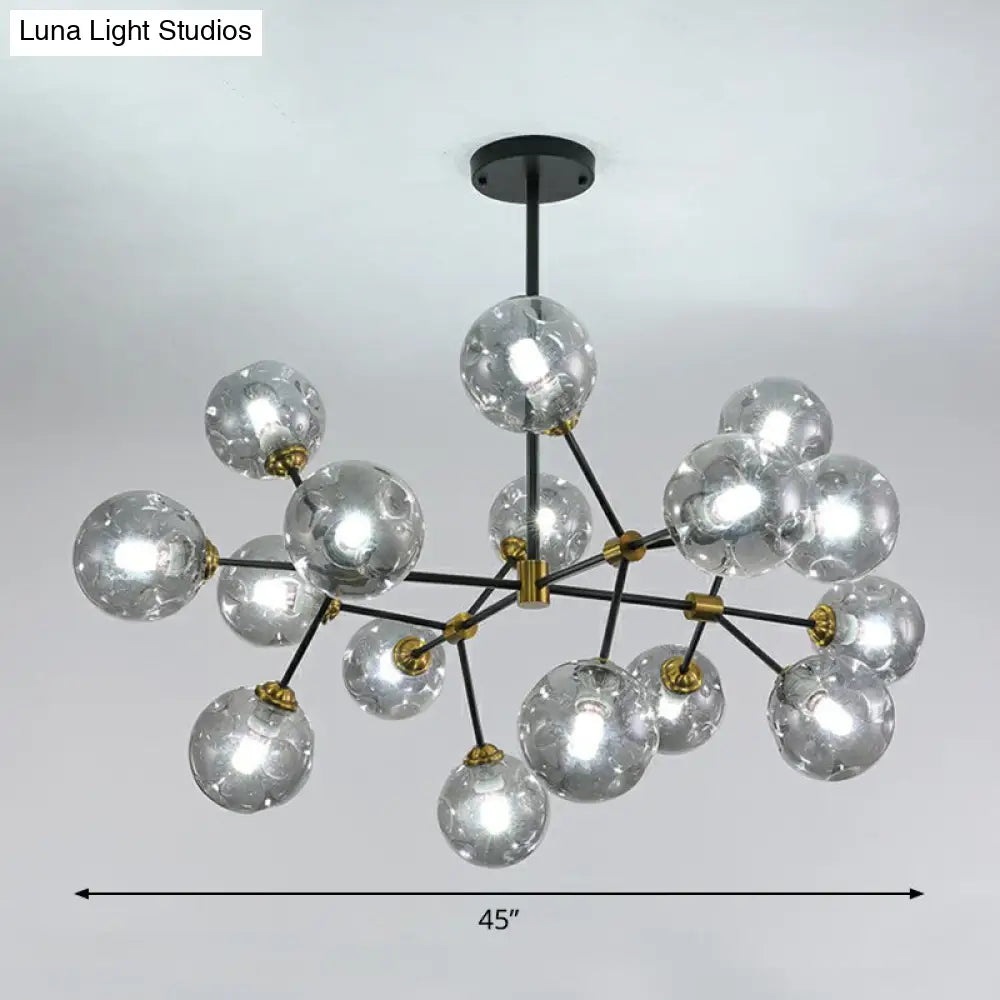 Black Nordic Glass Chandelier with Tree Branch Design for Living Room