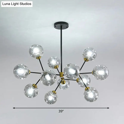 Black Nordic Glass Chandelier with Tree Branch Design for Living Room