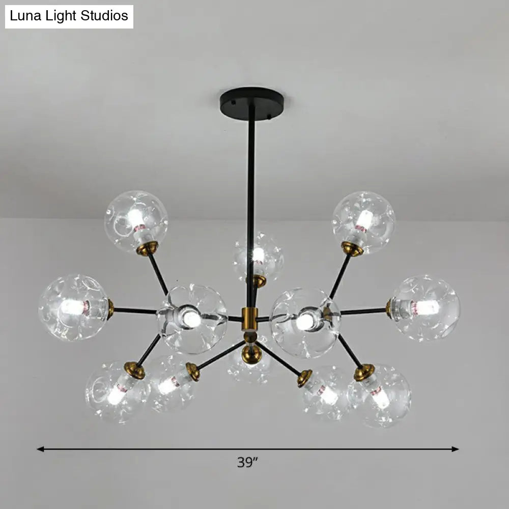 Black Nordic Glass Chandelier with Tree Branch Design for Living Room