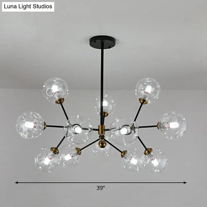 Black Nordic Glass Chandelier with Tree Branch Design for Living Room