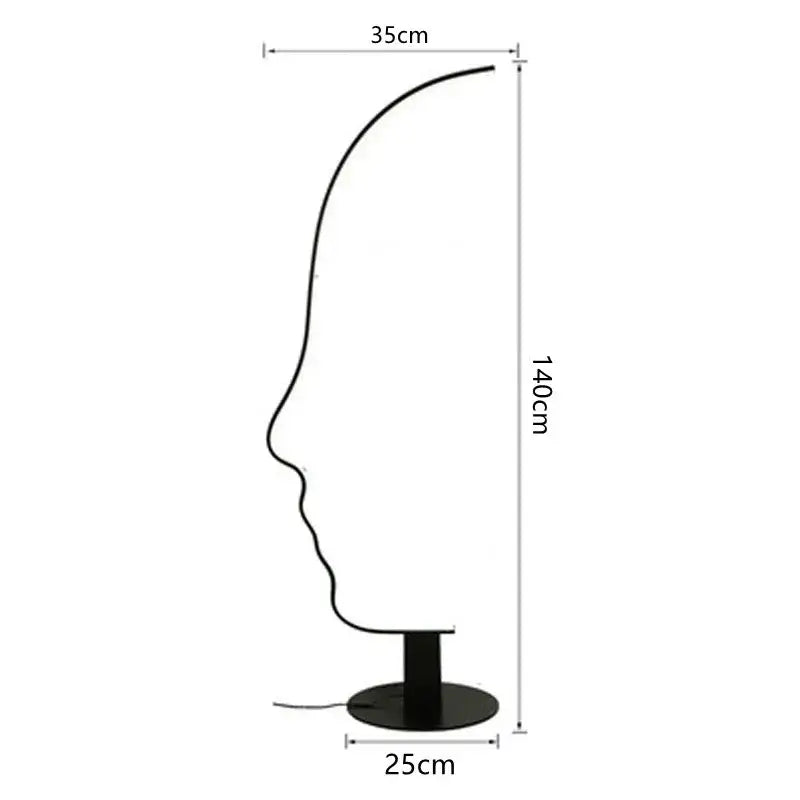 Black nordic human floor lamp with minimalist curved profile and circular base 140cm tall for living room decorbites black nordic