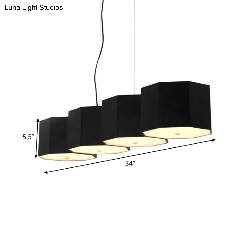 DecorBites black nordic island light with octagon metal shade featuring warm interior illumination for dining room