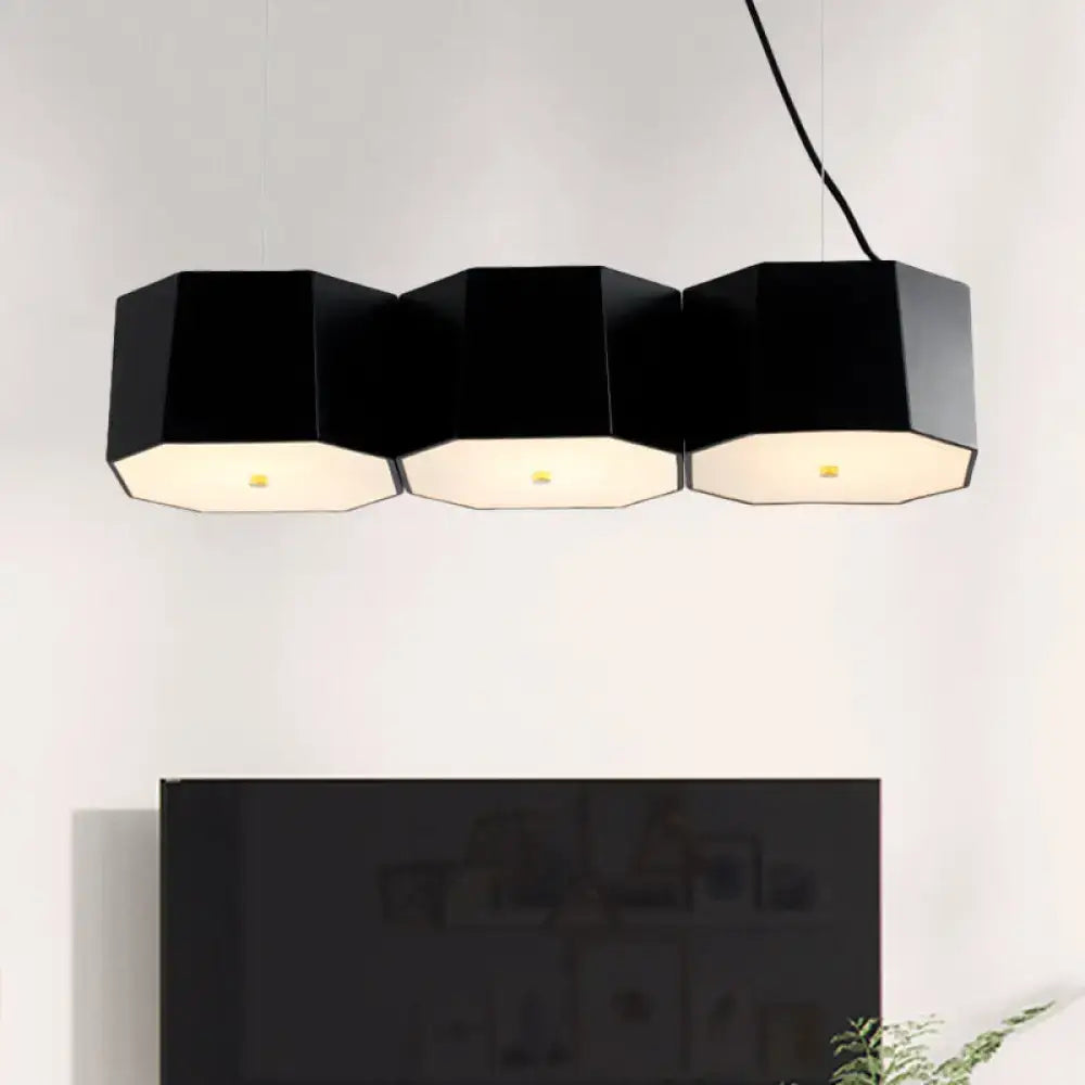 DecorBites black nordic island light with octagon metal shade and matte finish for dining room with warm glow