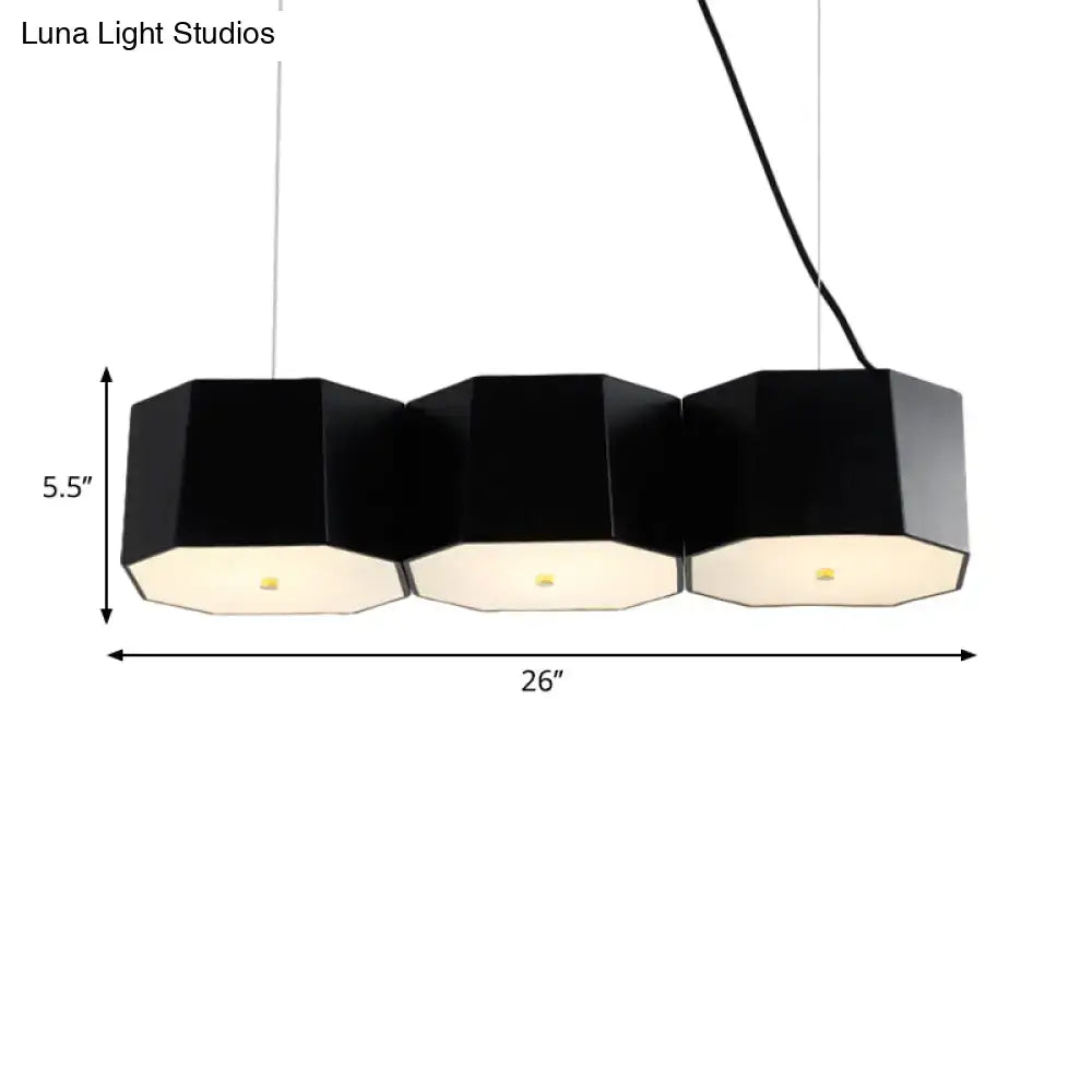 DecorBites black nordic island light with three interconnected octagon metal shades for dining room use