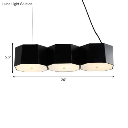 DecorBites black nordic island light with three interconnected octagon metal shades for dining room use