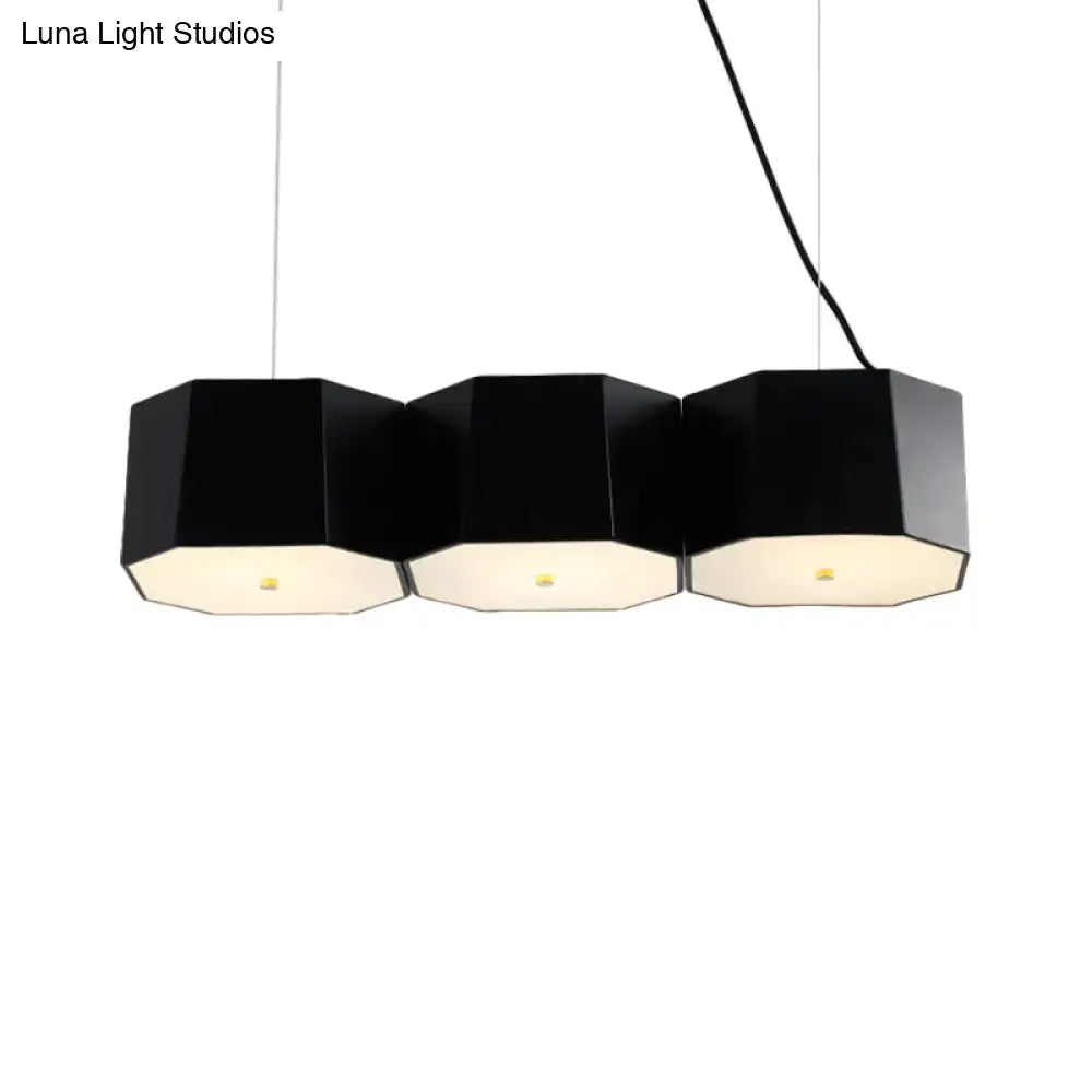 Decorbites black nordic island light with three interconnected octagon metal shades for dining room illumination