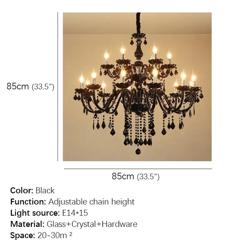 Elegant black ornate crystal pendant chandelier with glass and crystal accents for living room decorbites crystal pendant