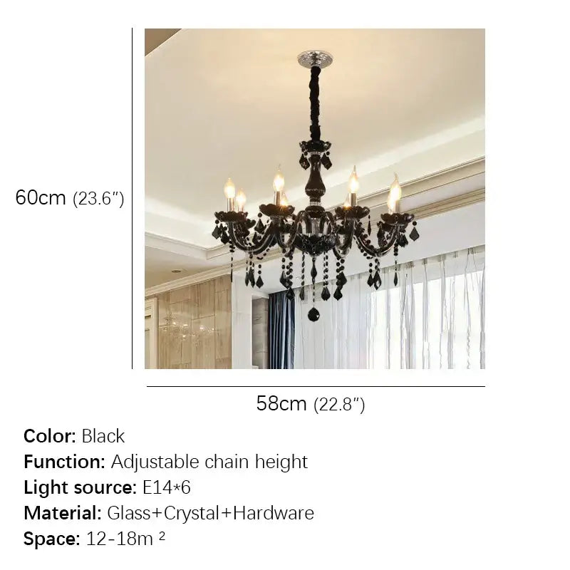 Elegant black ornate crystal pendant chandelier with glass and crystal accents for living room decorbites crystal pendant