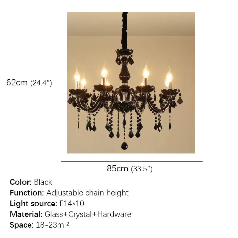 Black ornate crystal pendant chandelier with adjustable chain height made of glass and crystal for living room decorbites crystal pendant