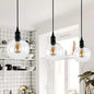 Black Pendant Light Fixture with Clear Glass Shade - Modern Industrial Hanging Design for Kitchen