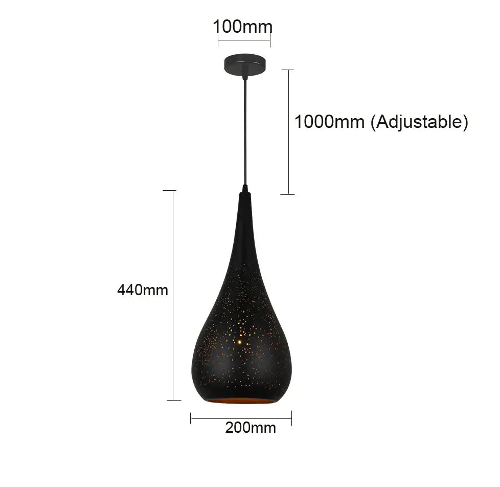 Black perforated iron hollow droplight pendant light casting warm starry glow ideal for dining room decorbites iron hollow