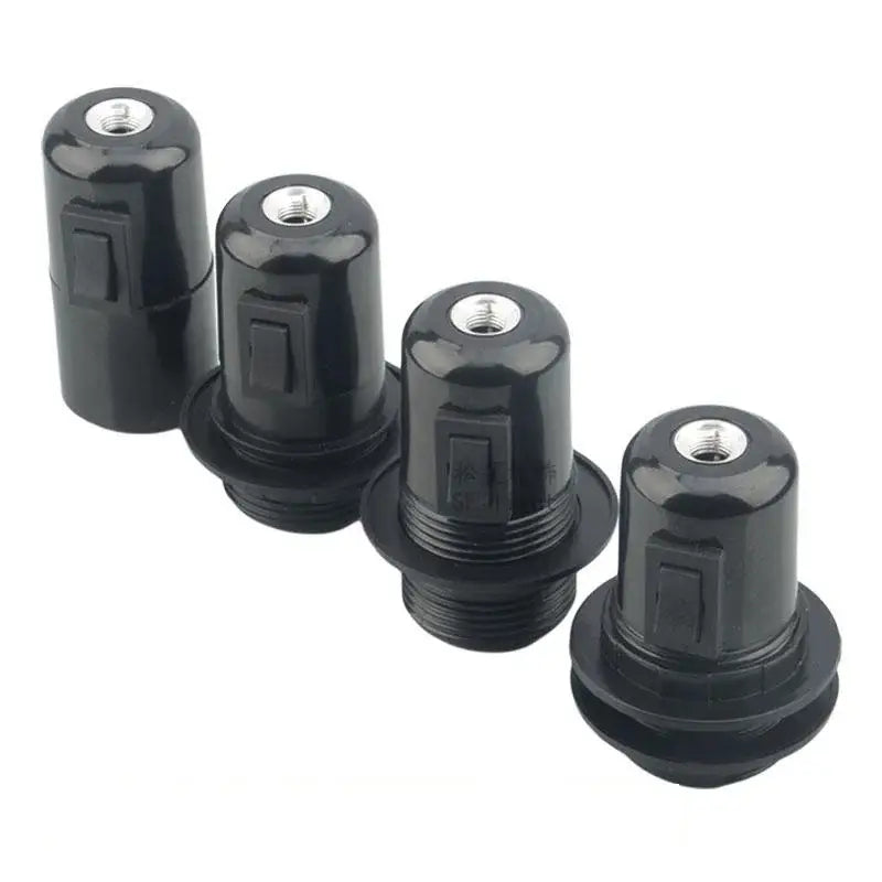 Black plastic e27 socket lamp base with integrated switch and threaded base for bedroom lamp base use
